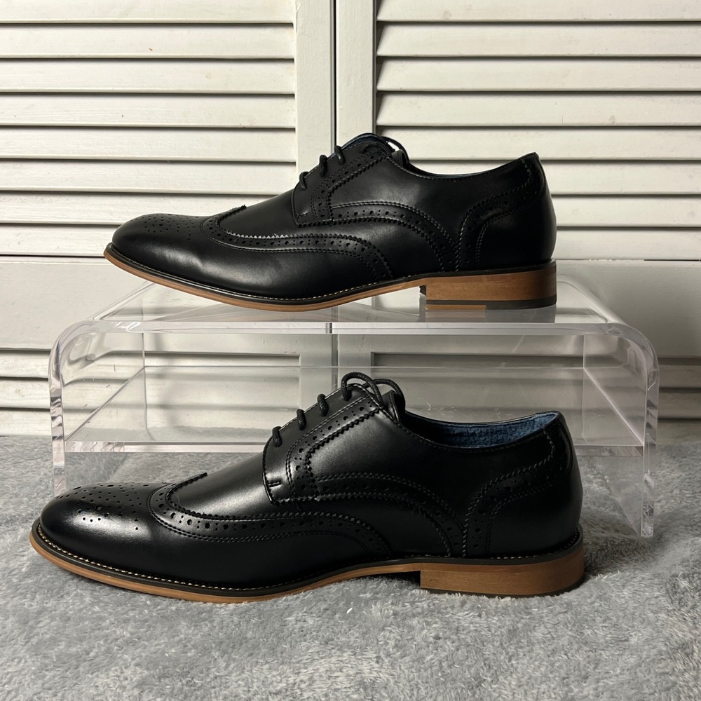 Bruno Marc Men's Black Wingtip Oxford Dress Shoes Size 10.5